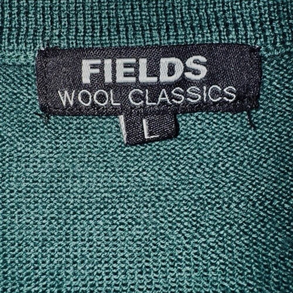 FIELDS Large Washable Australian Merino Wool Luxury Sweater Forest Green V Neck - Picture 5 of 7